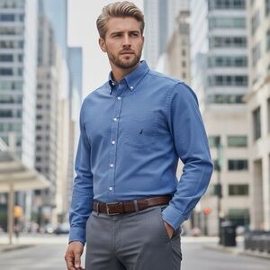 Nautica Vintage Oxford Button-Down Shirt Men’s 15.5 34/35 Blue Long Sleeve